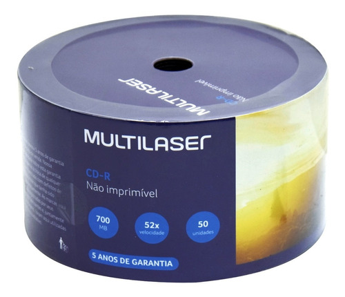 50 Cd-r Midia Virgem Gravável Multilaser 80min / 700mb 52x 