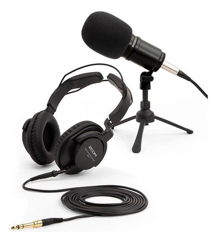 Pack Grabacion Estudio Podcast Zoom Zdm1p Microf + Auricular