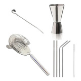 Set Kit Bartender Barman Colador Jigger Sorbetes Cuchara