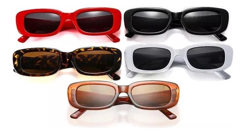 5 Piezas Gafas De Sol Rectangulares Estilo Vintage Casual