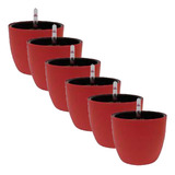 Jogo 6 Vasos Autoirrigável Botanique Redondo Vermelho - Japi
