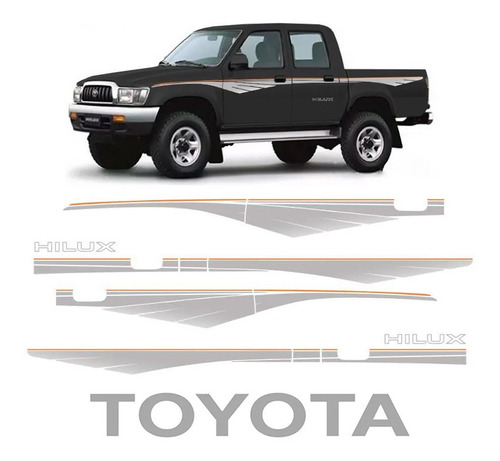 Faixa Hilux 1992/2004 + Adesivo Tampa Traseira Toyota Prata