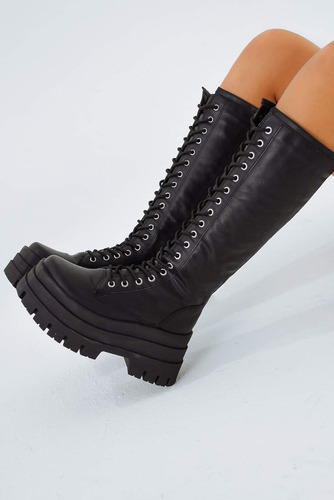 Botas Bucaneras Acordonadas Mujer Plataforma Baja 