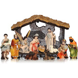 Nacimiento Navideño De Resina + Figuritas Coloridas