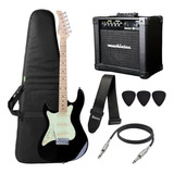 Kit Guitarra Canhota Strinberg Sts100 Lh + Amplificador Cor Preta Orientação Da Mão Canhoto