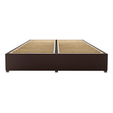 Base Cama Box Madera Tapiz Magna Chocolate Matrimonial Color Marrón