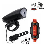 Kit Lanterna Farol Led Bike C/ Buzina Recarregável Bicicleta