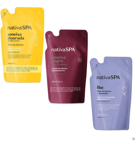 Loção Hidratante De Nativa Spa - Kit Refil 3 Unidades 