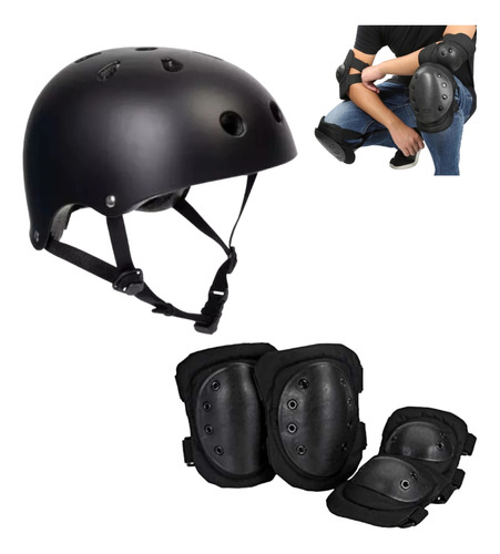 Kit De Proteccion Skate Rodilleras Codera Casco 