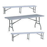  Mesa Plegable Caños Traba Valija 180cm + 2 Bancos 180cm