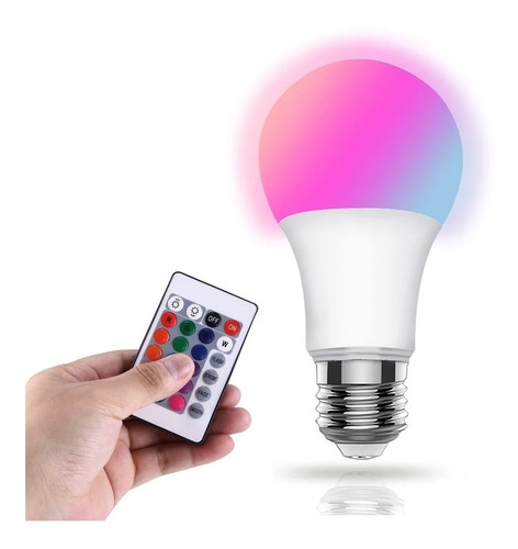 Lampara Led Multicolor Rgb E27 Control Remoto 16 Colores 5w