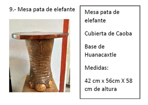 Masa Decorativa De Caoba Base Tallada A Mano, Pata Elefante