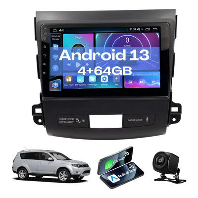 Autoestéreo Android 4+64GB Para Mitsubishi Outlander 2008-2015 Carpaly Inalámbrico estéreo Pantalla Táctil 9 Pulgadas IPS pantalla auto Android Auto stereo carro Bluetooth WIFI GPS Mirror Link Cámara | Envío gratis
