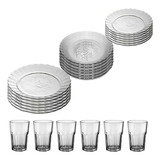 Vajilla Juego 24 Piezas Set De Platos Vasos Vidrio Durax