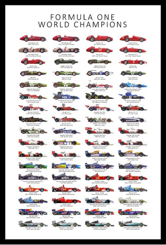 Formula 1 Campeones De 1950 Al 2017 Cuadro Enmarcado 45x30cm