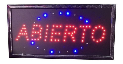 Cartel Abierto Led Luminoso Luces Directo 220v 48x25cm