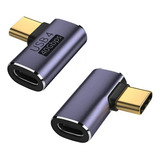 Adaptador Usb-c 4.0 90° 40gbps Macho Para Fêmea Áudio Vídeo