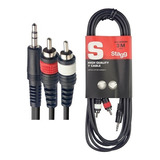 Cable Mini Plug A 2 Rca De 3 Metros Stagg Syc3mpsb2cm.