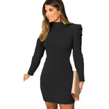 Vestido Tricô Modal Evangélica Feminino Manga Longa Bufante