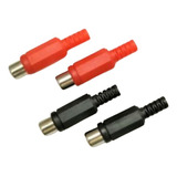 12 Un Conector Ficha Rca Jack Hembra Rojo Y Negro 6 + 6 Prol