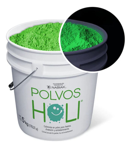 Cubeta Polvo Holi 5kg Colores Neon Glow Carreras Evento 1pz Color Verde