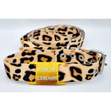 Chapita Perro Chico Dorado+ Collar+correa  Animal Print 2cm 