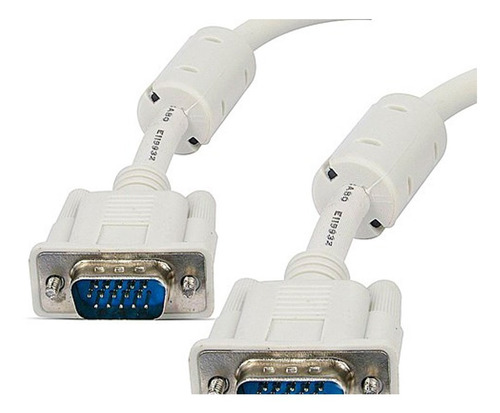 Kit 5  Cabos Vga Para Monitor 2m Vga X Vga Promoção Branco