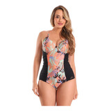 Maiô Bojo Drapee Estampado Zero Barriga Moda Praia Oferta