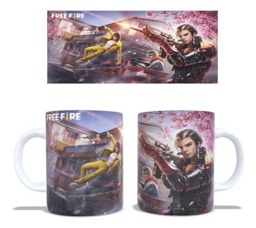 Caneca Personalizada Free Fire Primavera Rosa Porcelana 