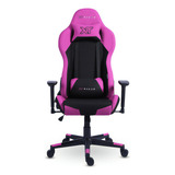 Cadeira De Escritório Gamer Xt Racer Defender Polyester Cor Preto E Rosa