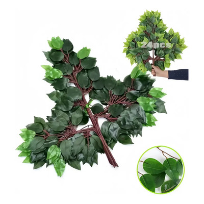 24 Unidades Hojas Ramas Artificial Verde Follaje Ficus Decor | Meses sin interés