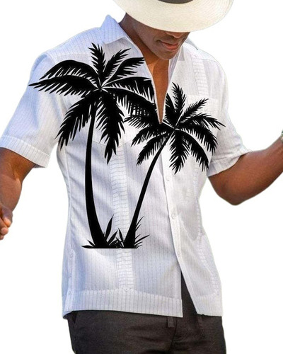 Camisa Hawaiana Moda Casual Estilo Slim Fit For Hombre