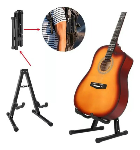 Base Soporte Para Guitarra O Bajo Metálico Transporte Fácil