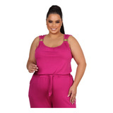 Conjunto De Malha Plus Size Fresquinho Verão Calça E Regata