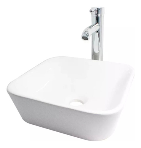 Kit Lavabo Porcelana+llave Monomando  Baño  Cromo 30cm 