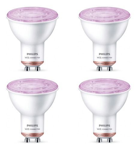 Combo X4 Lampara Led Spot Philips Wfb 50w Gu10 Rgb Intelig