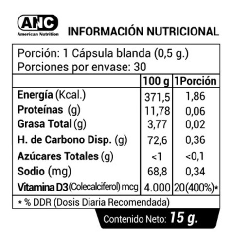 Vitamina D3 800 Ui 30 Capsulas Anc.