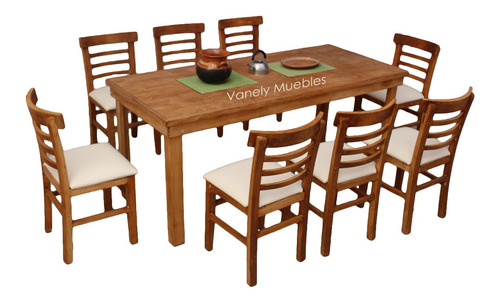 Comedor Valery 8 Personas Madera Pino Moderno Resistente Cct