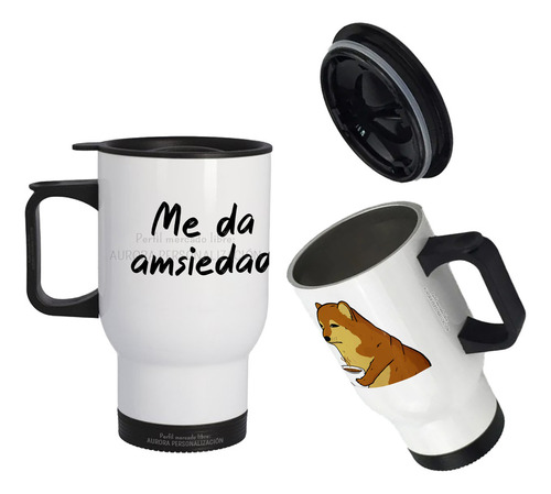 Mug Vaso Termico Viajero Para Carro Cheems Meme Perro