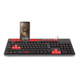 Teclado Gamer Multilaser Con Soporte Para Celular Multimedia Teclado Negro