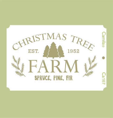 Plantilla Stencil Cast167 Christmas Tree Farm Navidad Camila