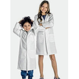 Avental Branco Unisex Infantil Escolar Labor Manga Longa