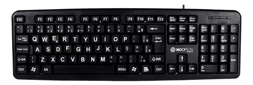 Teclado Usb Office Com Fio Teclas Grandes - Hoopson Cor De Teclado Preto Idioma Português Brasil