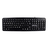 Teclado Usb Office Com Fio Teclas Grandes - Hoopson Cor De Teclado Preto Idioma Português Brasil