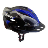 Capacete Com Sinalizador De Led Ciclismo Bike Azul Gts