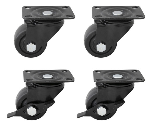 4 Ruedas Mini Para 600kg (2 Con Freno) De Baja Altura