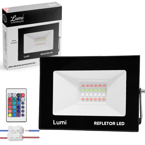 Luminária Lumi Refletor Super Led Holofote 50w Colorido Rgb Bivolt A Prova D'água