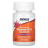Now Vitamina D-3 10.000iu Alta Potencia 120 Softgels
