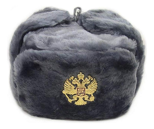 Gorro Ruso Shapka Ushanka Con Escudo Original, Gris (chico