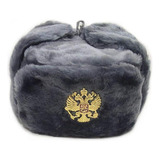 Gorro Ruso Shapka Ushanka Con Escudo Original, Gris (chico